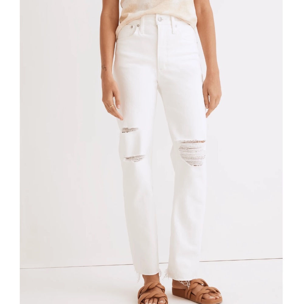 NWOT Madewell The Perfect Vintage Straight Jean in Tile White: RippedKnee…